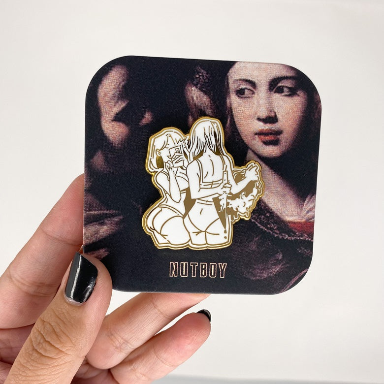 Judy Slaying Holofernes on Livestream Enamel Pin